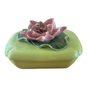 Vintage Frazier 52 Studio Ceramic Pottery Floral Lidded Trinket Box MCM